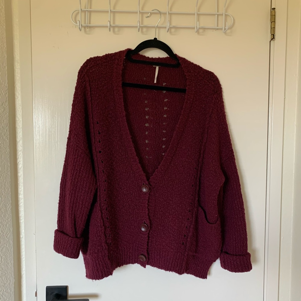 Free People Chunky Knit Button Up Cardigan